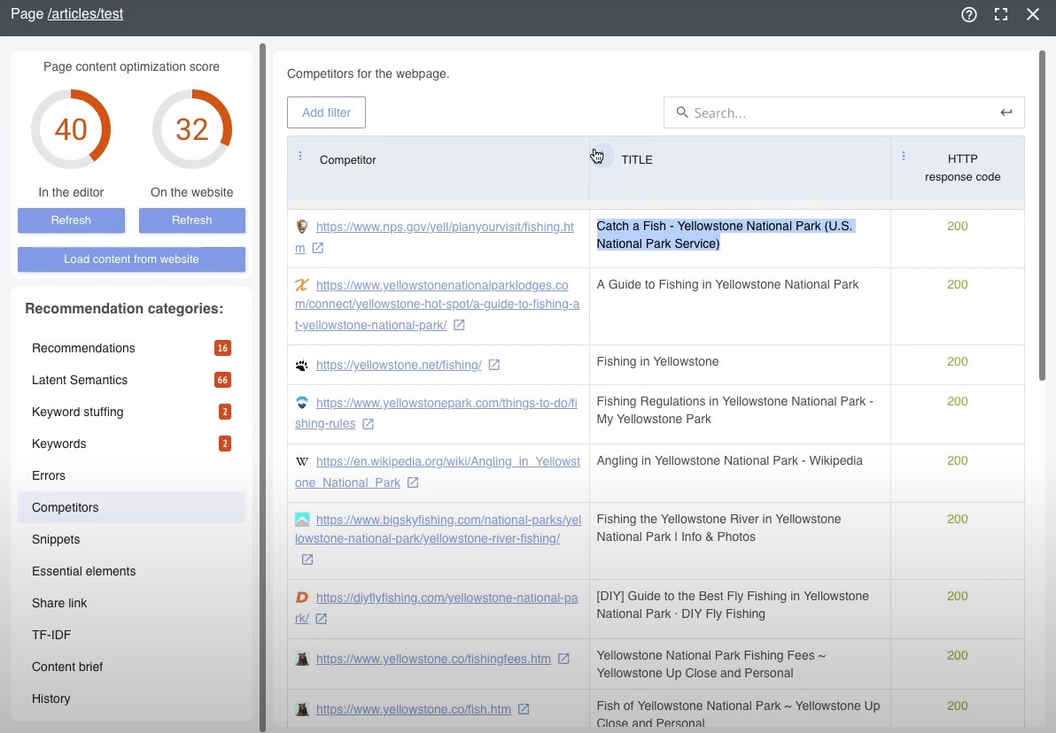 Narzędzie Labrika do analizy konkurentów z meta-tagami i nagłówkami